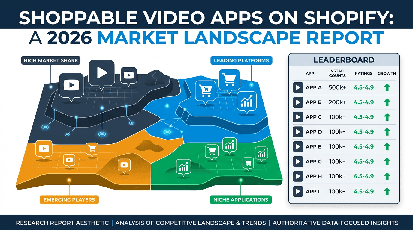 Market landscape chart showing shoppable video app ecosystem on Shopify in 2026
